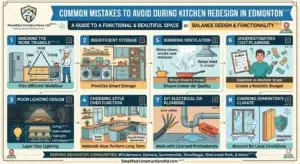 Gemini said Edmonton kitchen redesign guide by Steadfast Constructions Ltd: avoid mistakes like poor lighting, lack of storage, and DIY plumbing for a functional space.